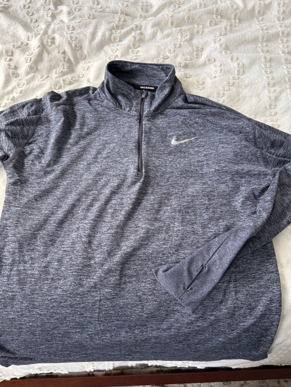 Nike Heathered Dark Gray Quarter-Zip Performance Top